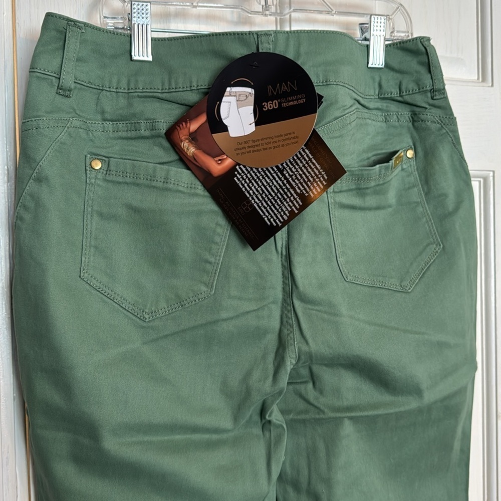 IMAN 360 slimming technology green jeans NWT 12